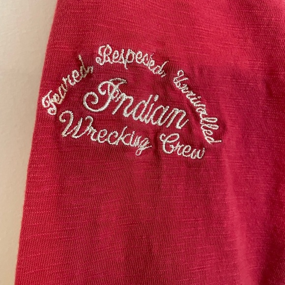 Genuine Indian Motorcycle Wrecking Crew Red/White Long Sleeve Size L Embroidered - Picture 6 of 12